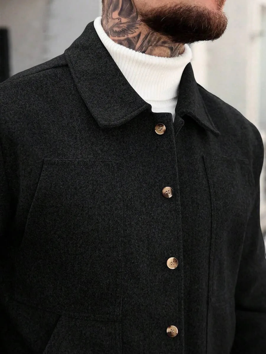 Men's Bomber Jacket with Collared Neckline