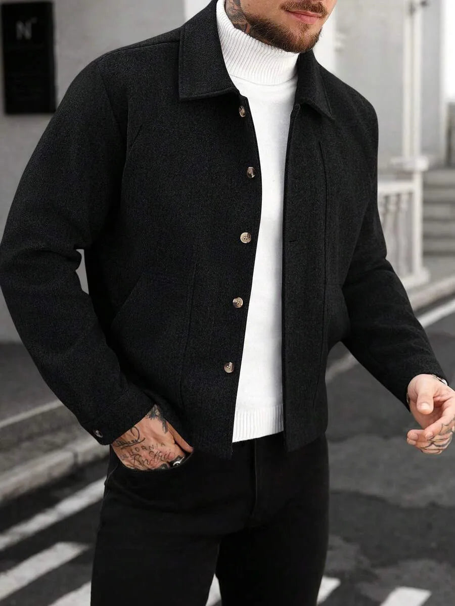 Men's Bomber Jacket with Collared Neckline