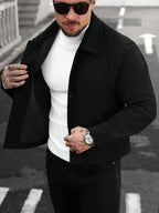 Men's Bomber Jacket with Collared Neckline