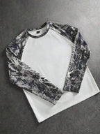 Men's Printed Raglan Longsleeve with Embroidered Chest