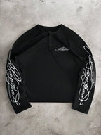 Men's Printed Raglan Longsleeve with Embroidered Chest