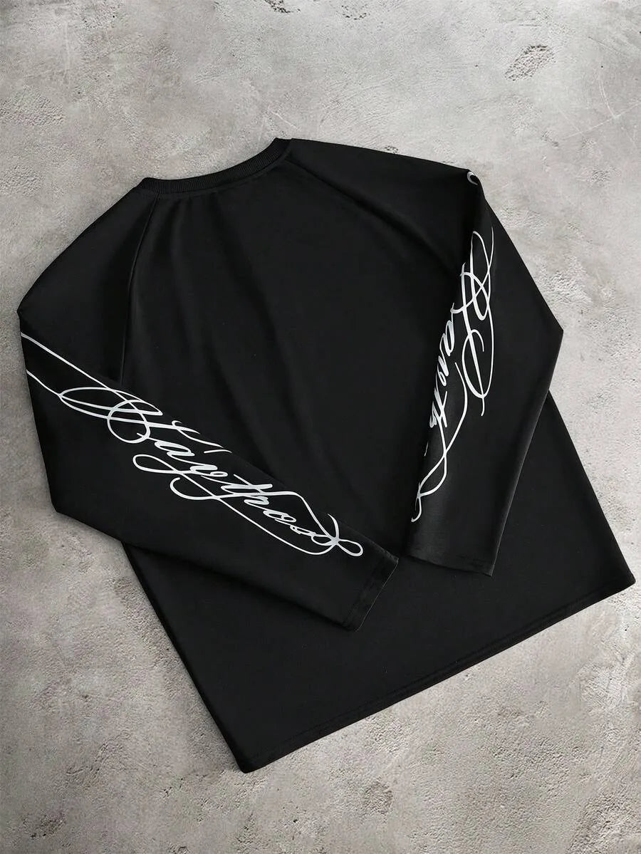 Men's Printed Raglan Longsleeve with Embroidered Chest