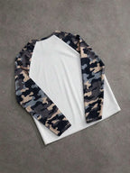 Men's Printed Raglan Longsleeve with Embroidered Chest