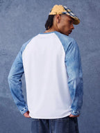 Men's Printed Raglan Longsleeve with Embroidered Chest