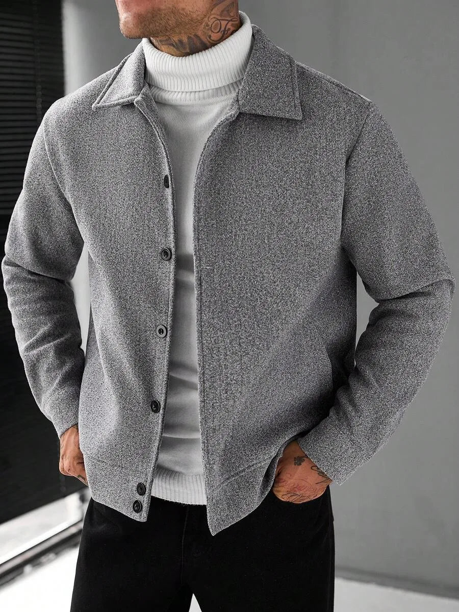 Men's Bomber Jacket with Collared Neckline