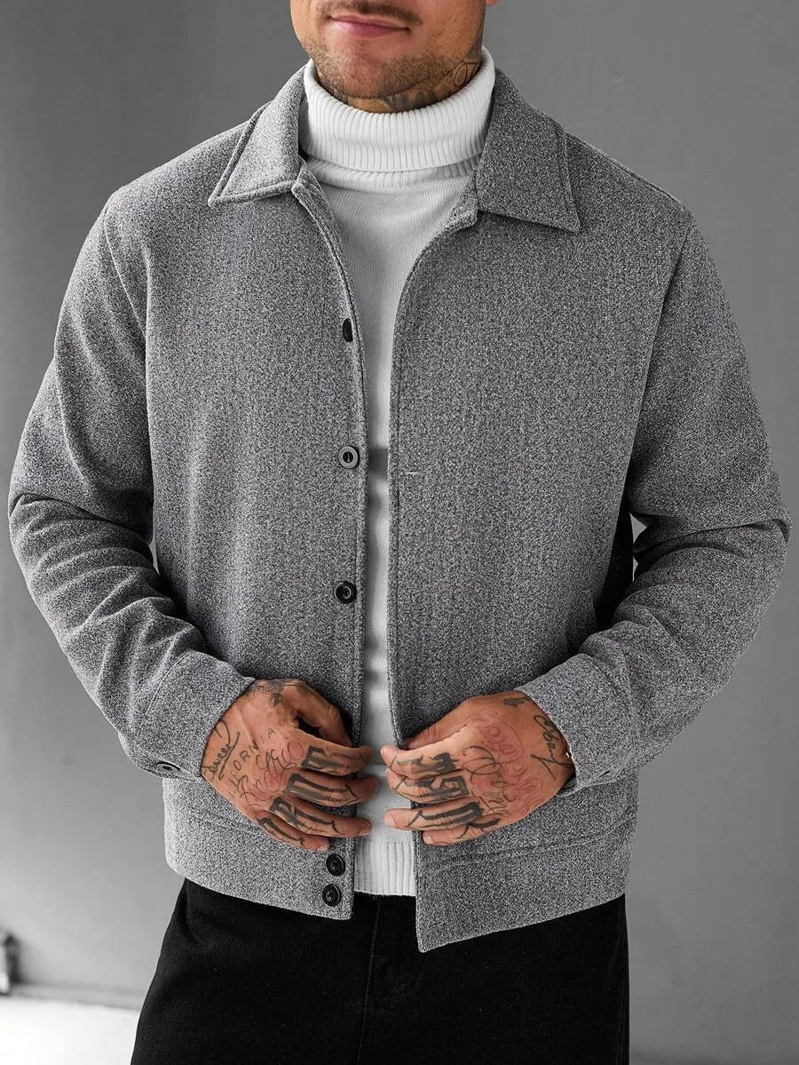 Men's Bomber Jacket with Collared Neckline