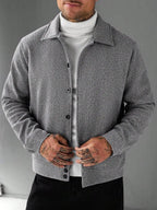 Men's Bomber Jacket with Collared Neckline
