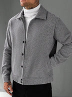Men's Bomber Jacket with Collared Neckline