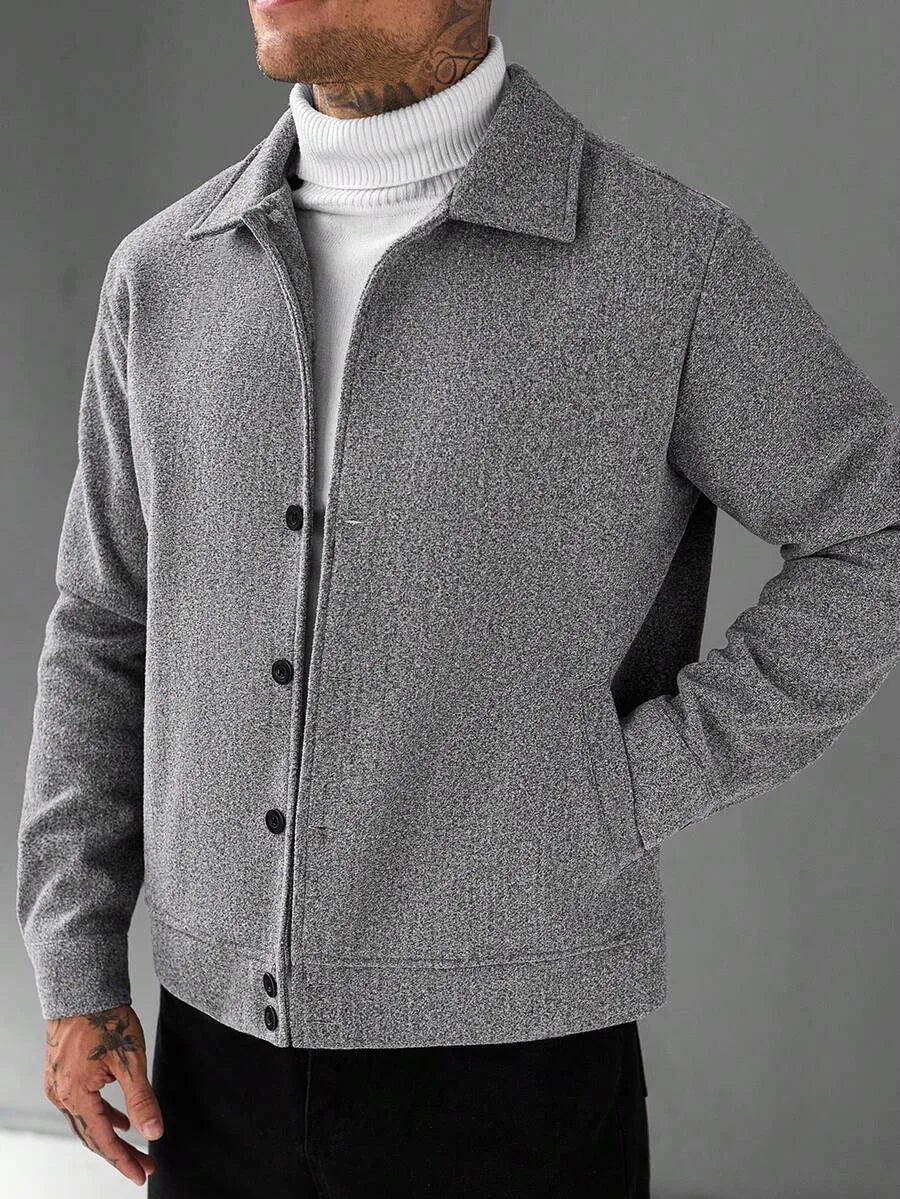 Men's Bomber Jacket with Collared Neckline