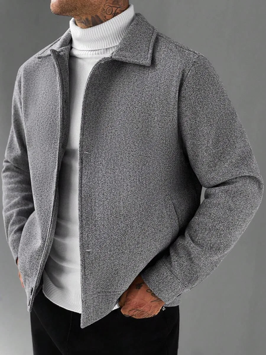Men's Bomber Jacket with Collared Neckline
