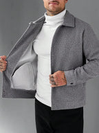 Men's Bomber Jacket with Collared Neckline