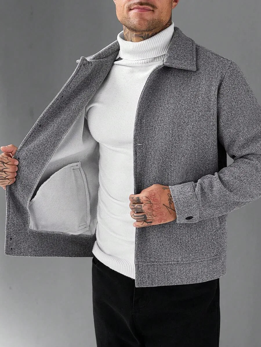 Men's Bomber Jacket with Collared Neckline