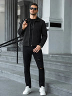 Men's Bomber Jacket with Collared Neckline