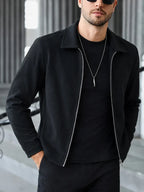 Men's Bomber Jacket with Collared Neckline
