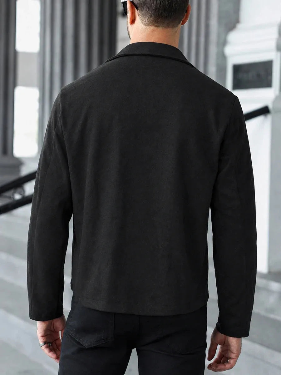 Men's Bomber Jacket with Collared Neckline