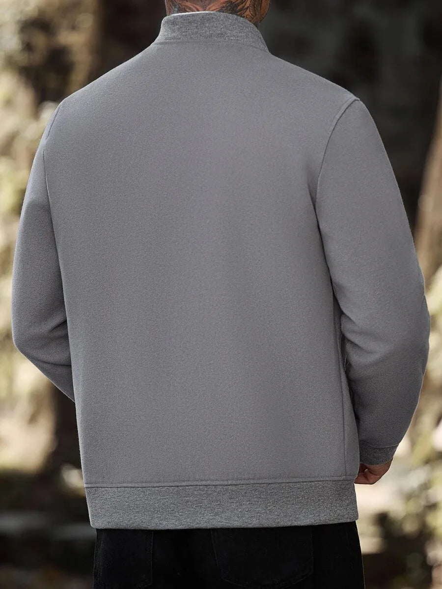 Men's Bomber Jacket with Collared Neckline