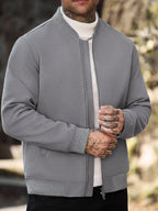 Men's Bomber Jacket with Collared Neckline