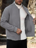 Men's Bomber Jacket with Collared Neckline