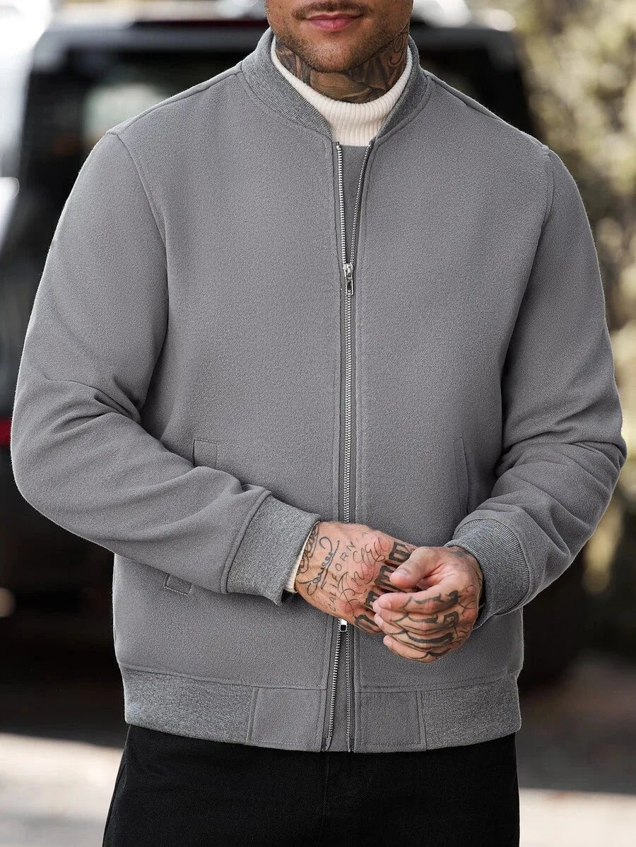 Men's Bomber Jacket with Collared Neckline