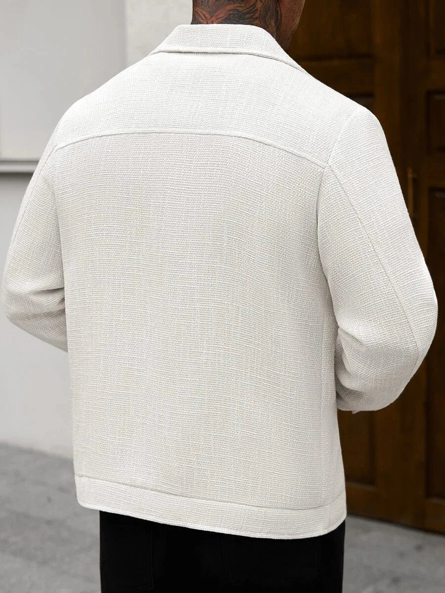 Men's Bomber Jacket with Collared Neckline