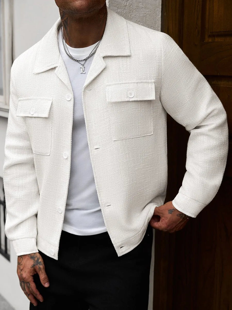 Men's Bomber Jacket with Collared Neckline