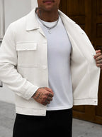 Men's Bomber Jacket with Collared Neckline