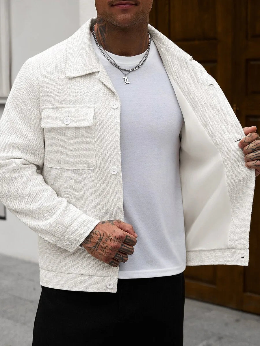 Men's Bomber Jacket with Collared Neckline