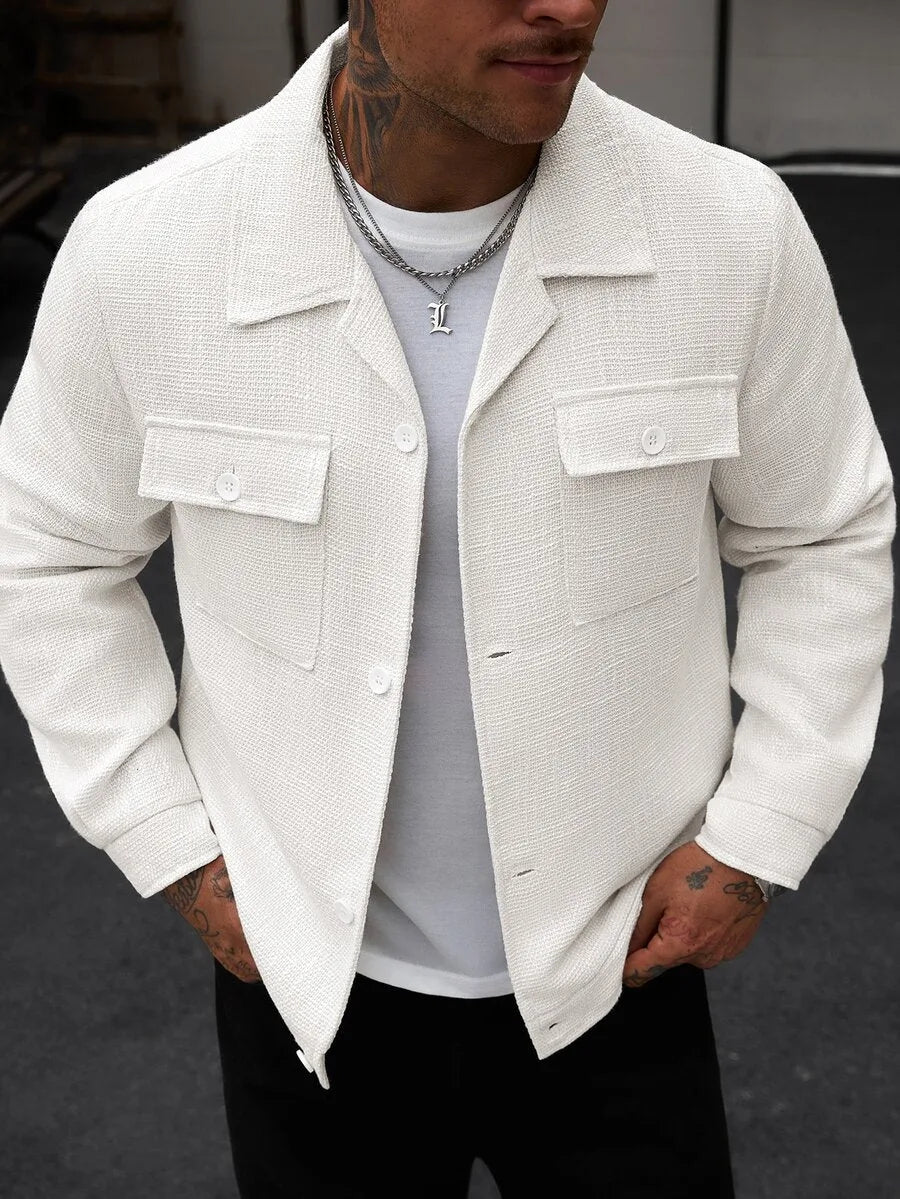 Men's Bomber Jacket with Collared Neckline