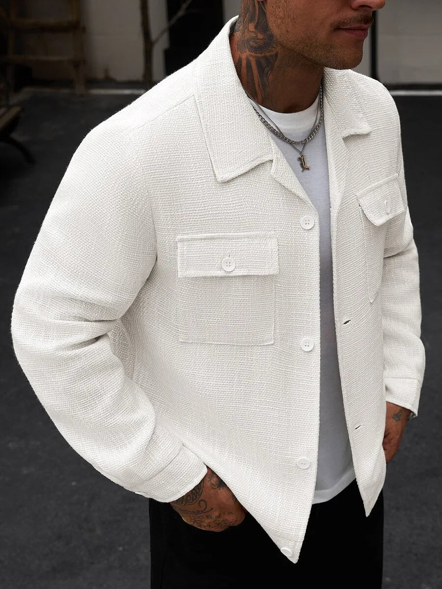 Men's Bomber Jacket with Collared Neckline