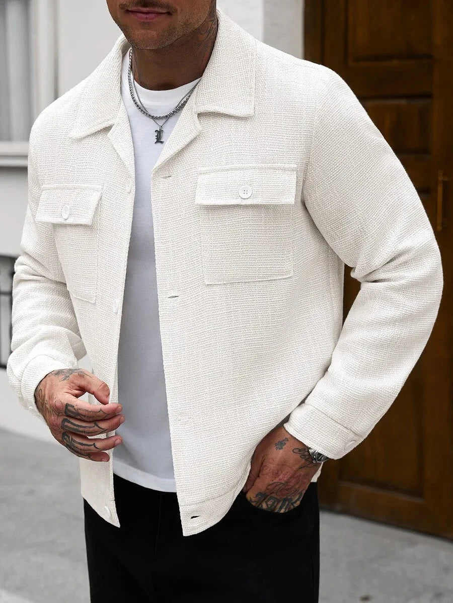 Men's Bomber Jacket with Collared Neckline