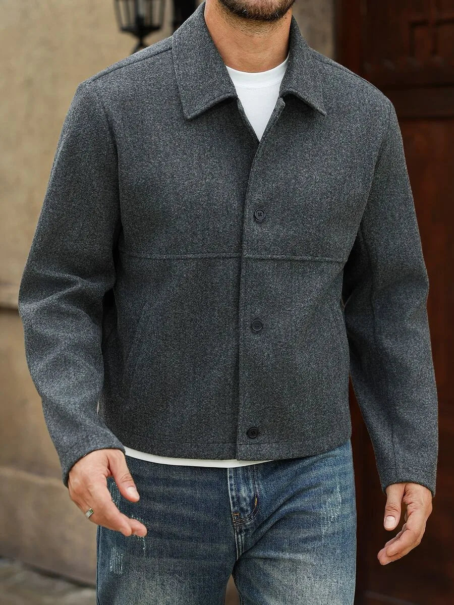 Men's Bomber Jacket with Collared Neckline