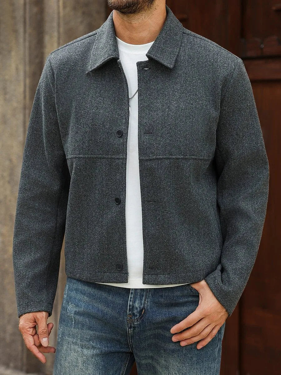 Men's Bomber Jacket with Collared Neckline