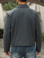 Men's Bomber Jacket with Collared Neckline