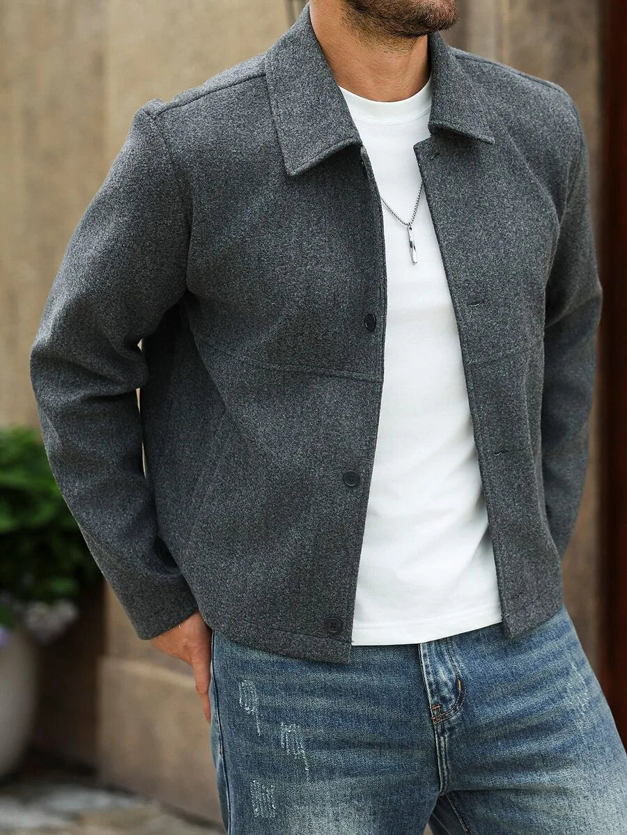 Men's Bomber Jacket with Collared Neckline