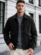 Men's Bomber Jacket with Collared Neckline