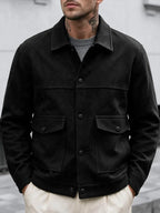 Men's Bomber Jacket with Collared Neckline