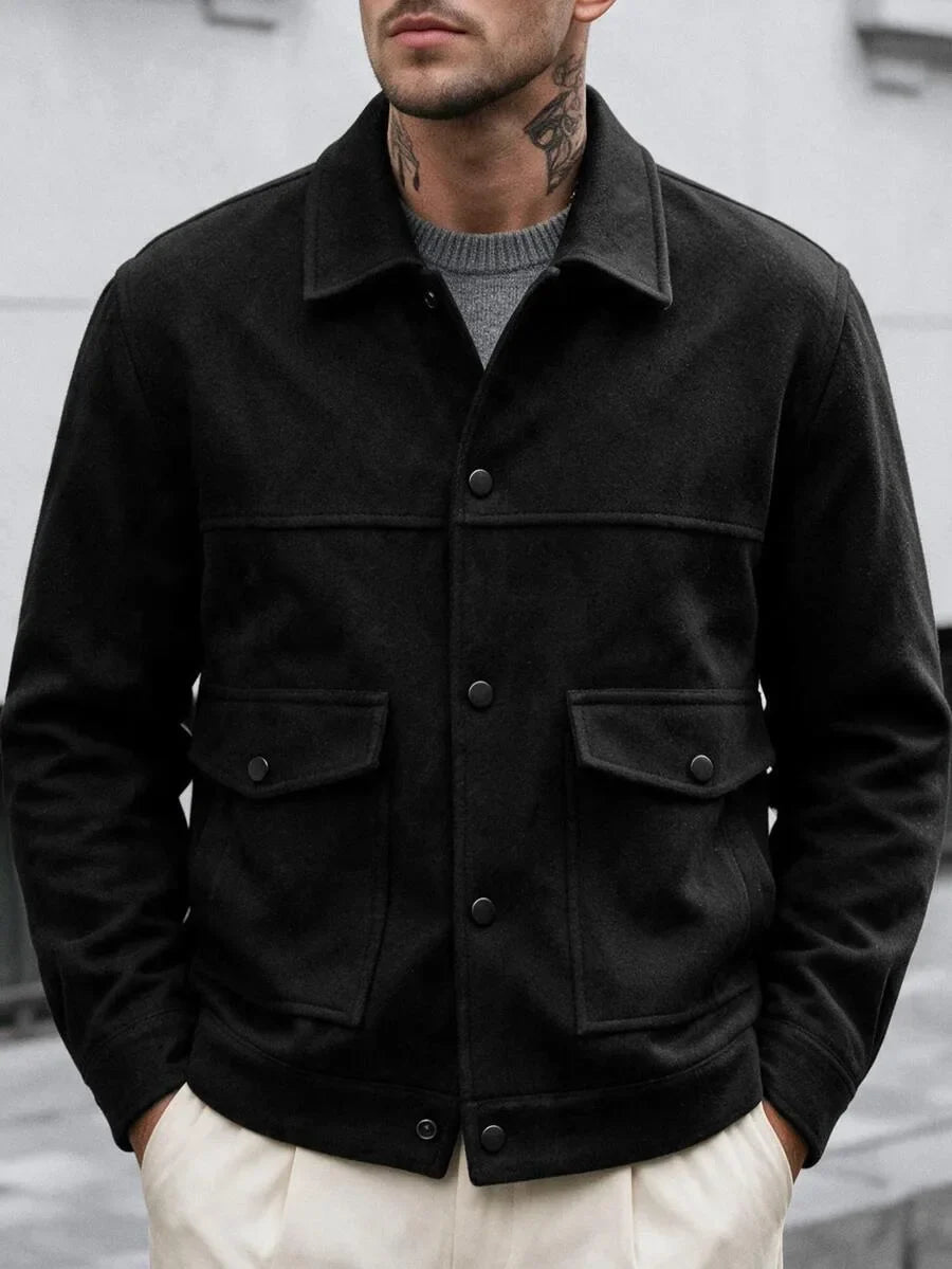Men's Bomber Jacket with Collared Neckline