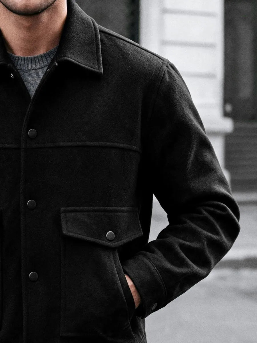 Men's Bomber Jacket with Collared Neckline