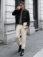 Men's Bomber Jacket with Collared Neckline