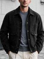 Men's Bomber Jacket with Collared Neckline