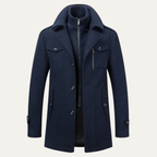 Men's Double-Collar Wool-Blend Business Coat