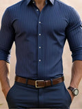 Men's Slim-Fit Striped Mandarin Collar Shirt