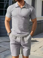 Men's Jacquard Polo and Shorts Set