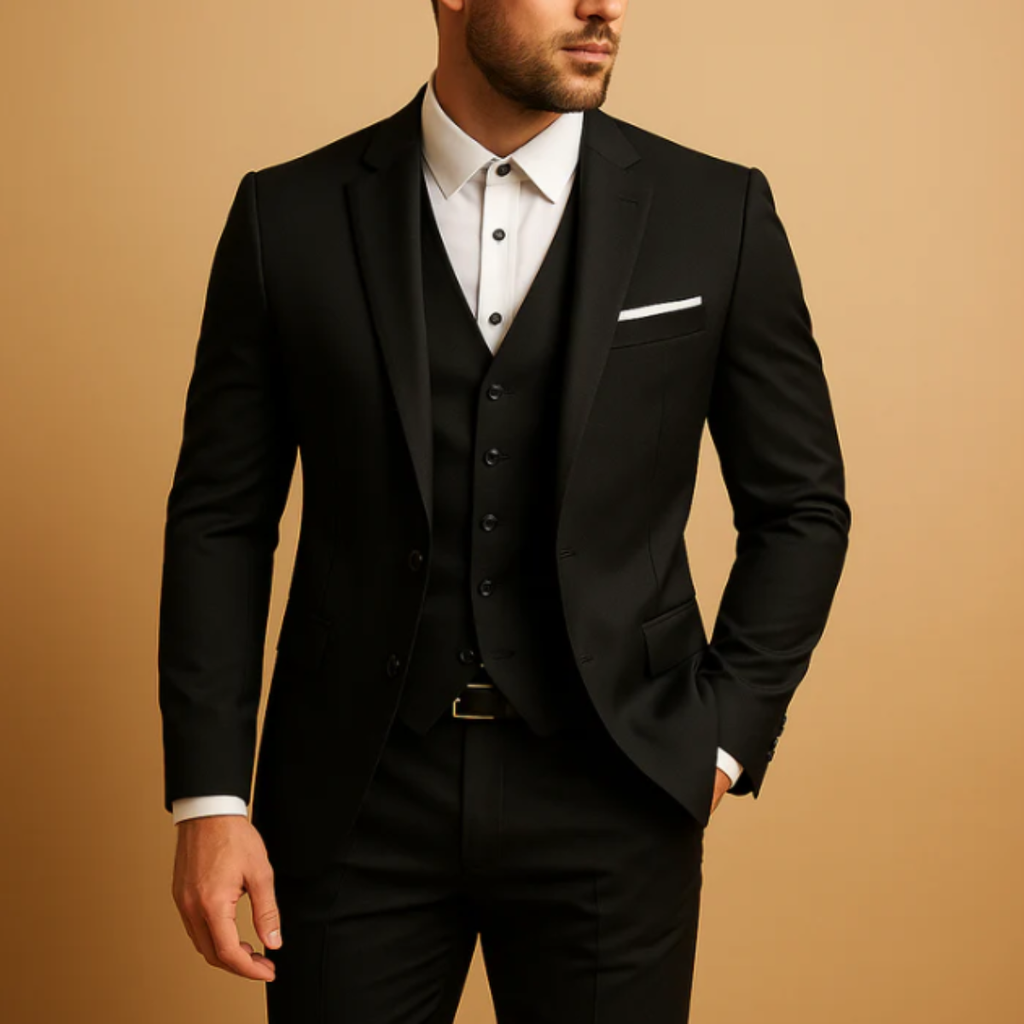 Men's Three-Piece Slim-Fit Suit – Blazer, Waistcoat and Trousers
