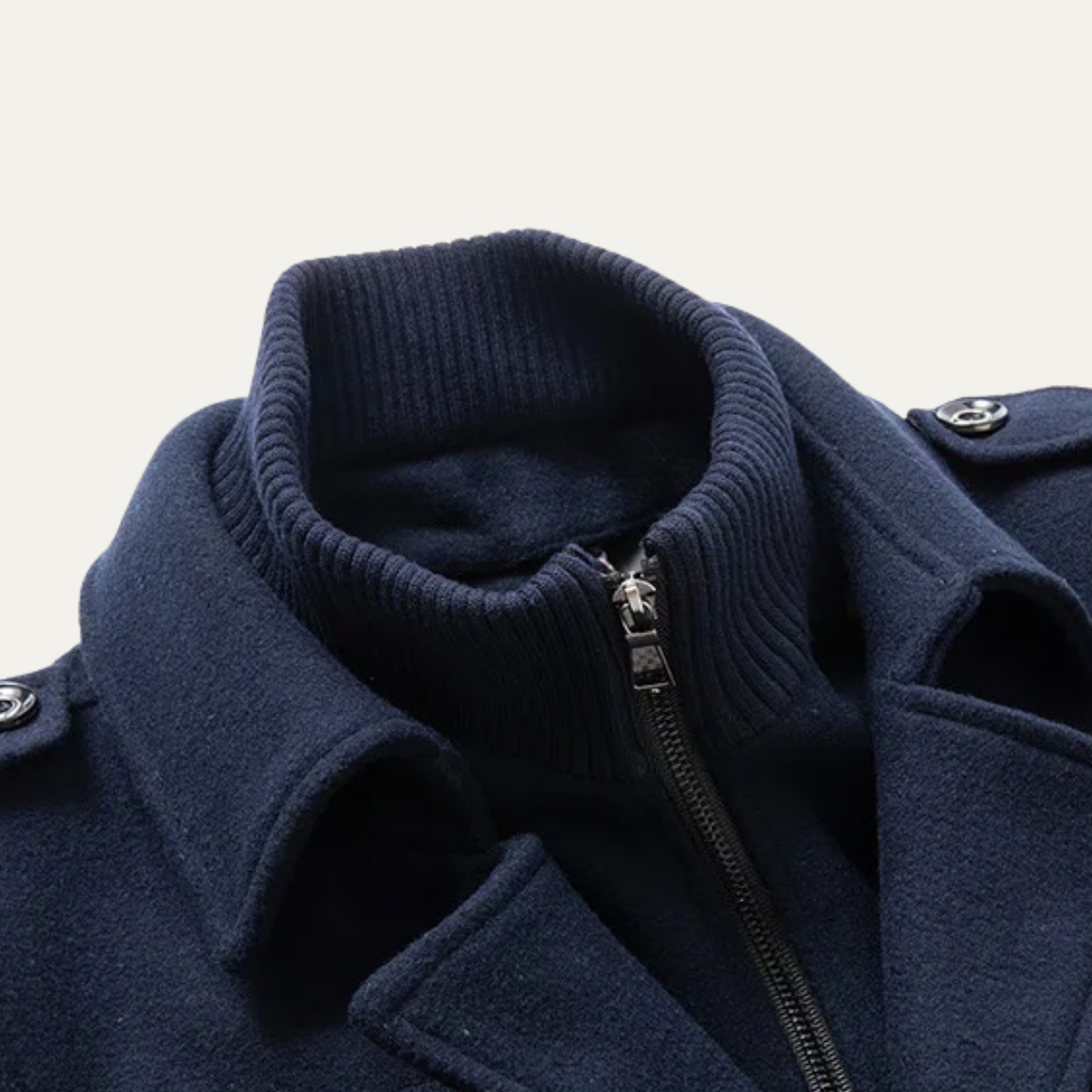 Men's Double-Collar Wool-Blend Business Coat
