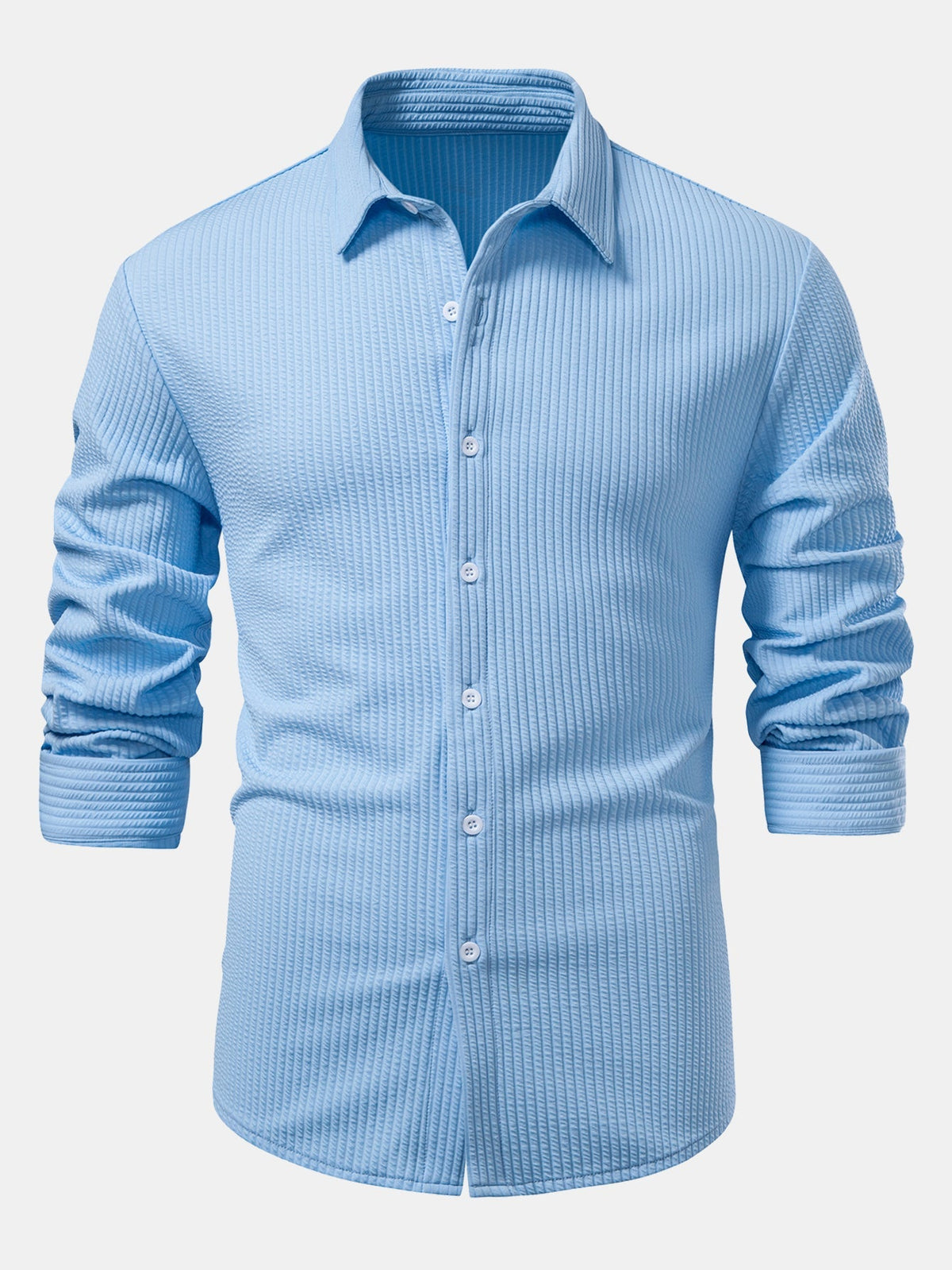 Men's Sculpted Ribbed Stretch Shirt – Muscle Fit Button-Up