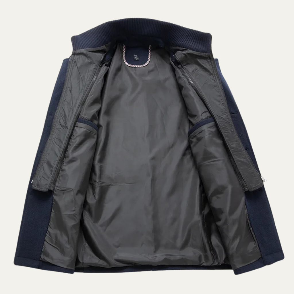 Men's Double-Collar Wool-Blend Business Coat