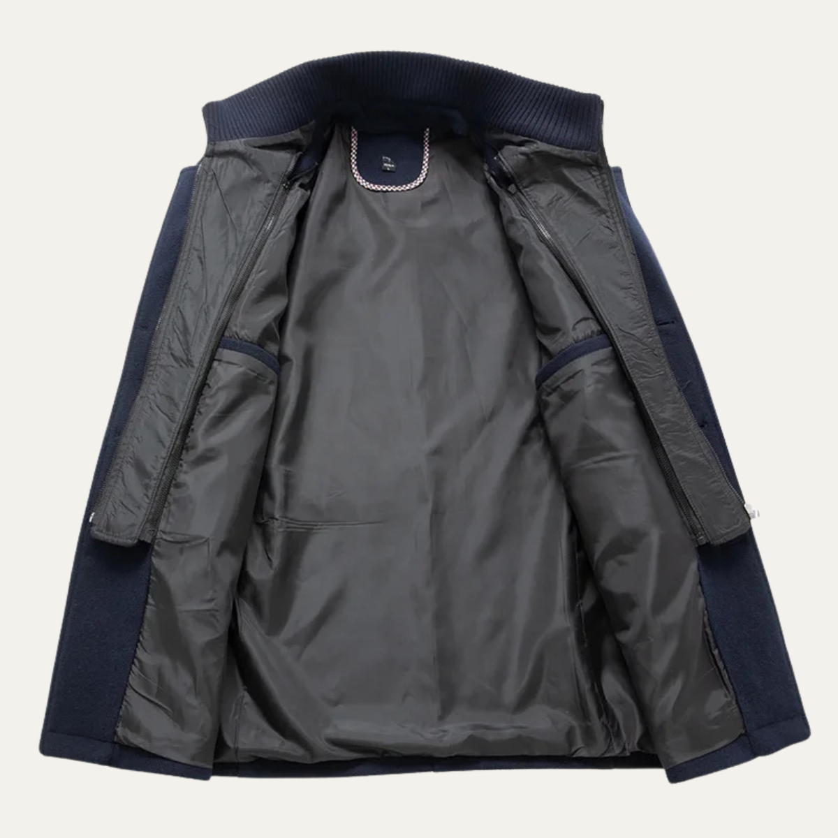 Men's Double-Collar Wool-Blend Business Coat