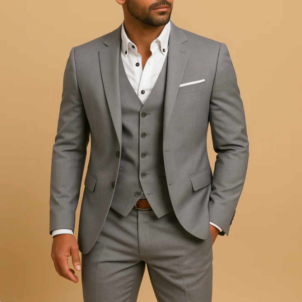 Men's Three-Piece Slim-Fit Suit – Blazer, Waistcoat and Trousers