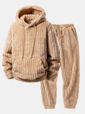 Men's Winter Teddy Co-Ord Tracksuit – Ribbed Pullover Hoodie